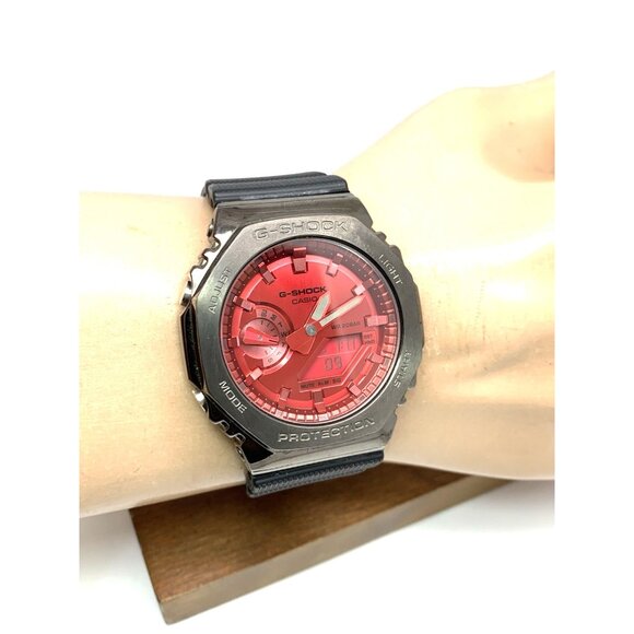 Casio G-Shock Men's Watch GM2100B Quartz Red Dial Black 44mm Analog Digital 5611 - Picture 11 of 14